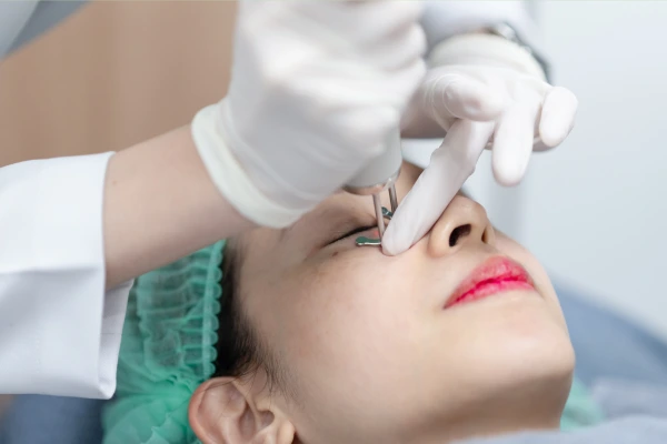a dermatologist performing Under eye circle laser removal