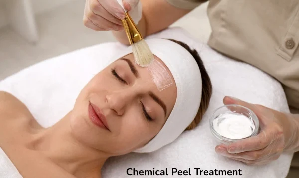 A dermatologist performing chemical peel treatment