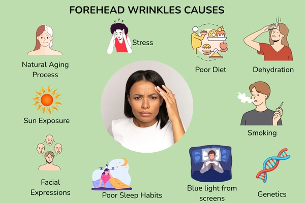 Causes of forehead wrinkles and facial lines