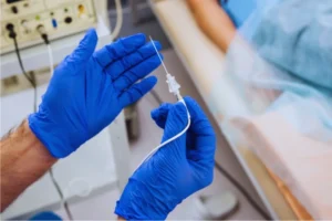 A dermatologist performing RF ablation treatment