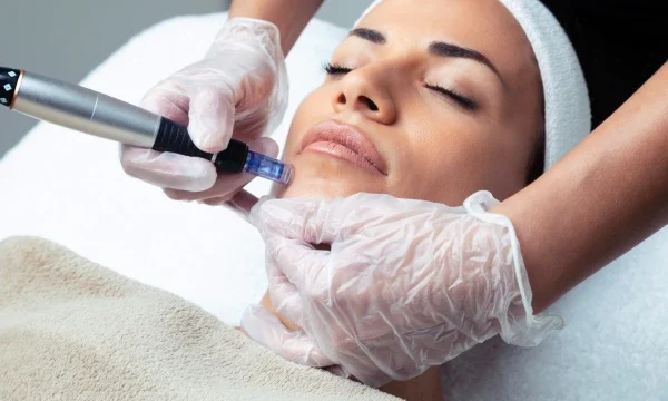 A dermatologist performing microneedling treatment