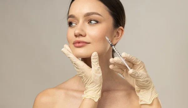 A young women taking botox injections 