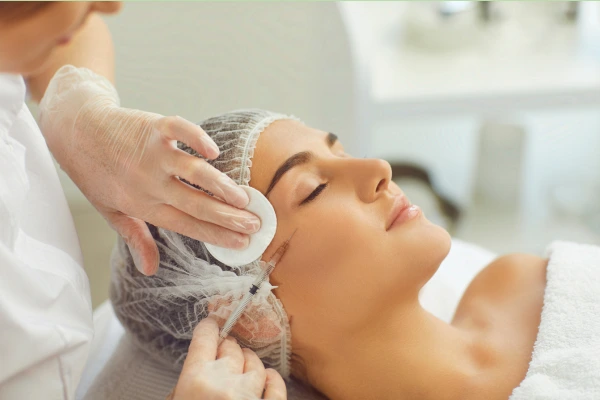 A dermatologist performing dermal fillers 