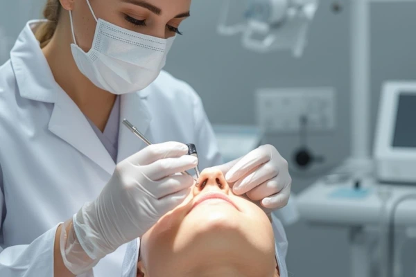A experienced professionals experiencing comedone extraction