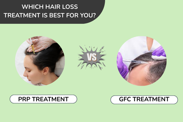 A image differentiating the GFC and PRP treatment and which hair loss treatment is best