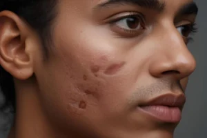 A young man with accident scars