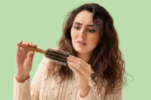 A women concerned about her hair loss