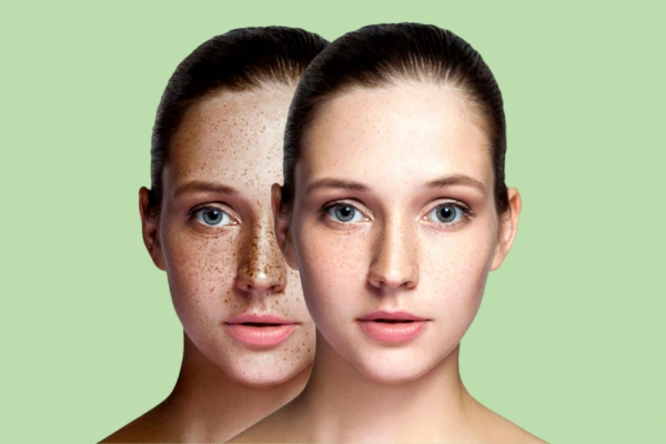 A young women with black dots or spots on face