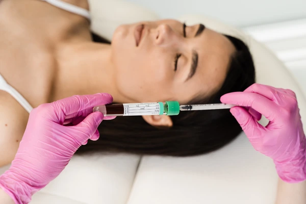 A dermatologist performing microneedling with PRP