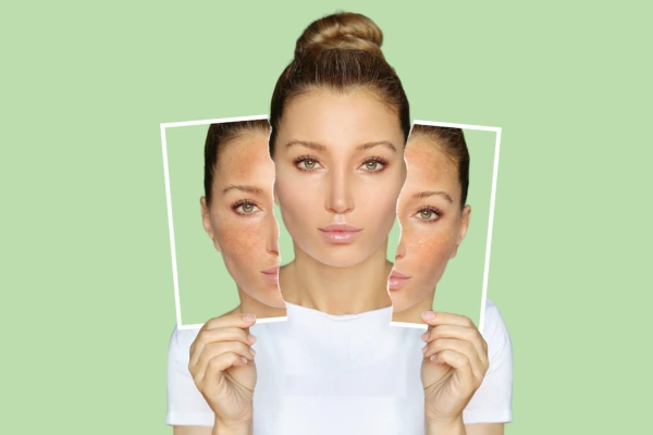 A women free from pigmentation and scars on face