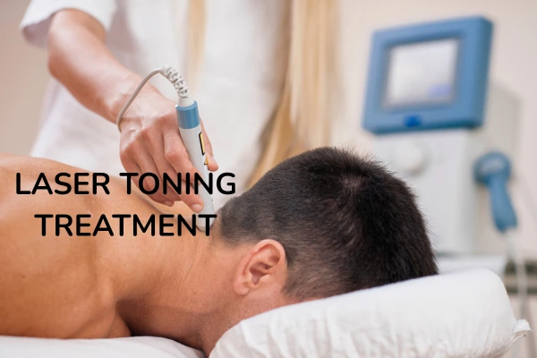 A young men taking laser toning treatment