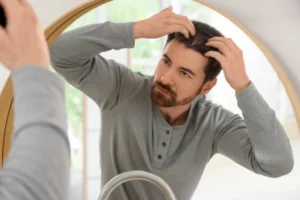 A young women experiencing stress hair loss
