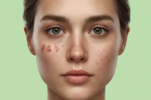 A young women with birth marks on face