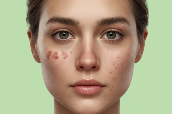 A young women with birth marks on face