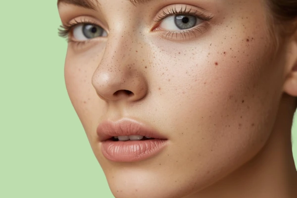 A young women with black spots on face