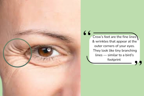 A clear definition of crow feet eyes