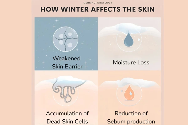 An image explains how the winter affects the skin