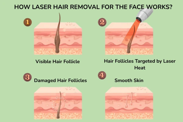 A scientific image that explains how does the laser hair removal works