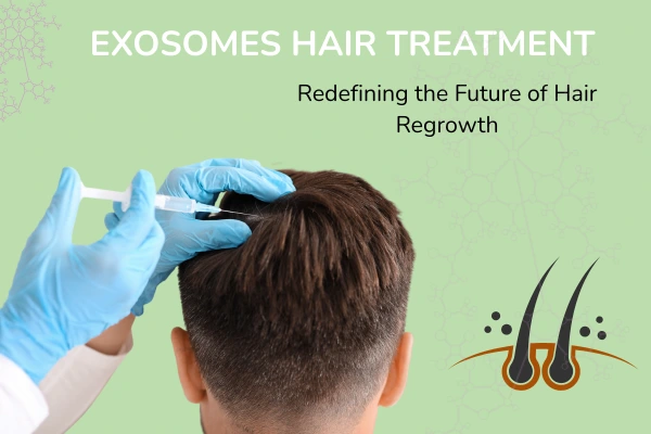 A middle aged person taking exosomes hair treatment