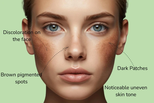 The image that explains how the pigmentation on skin appears