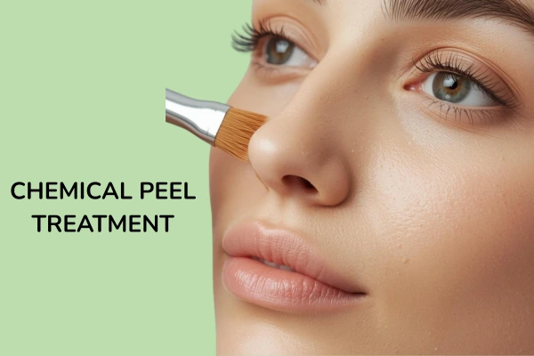 A women taking chemical peel treatment on nose