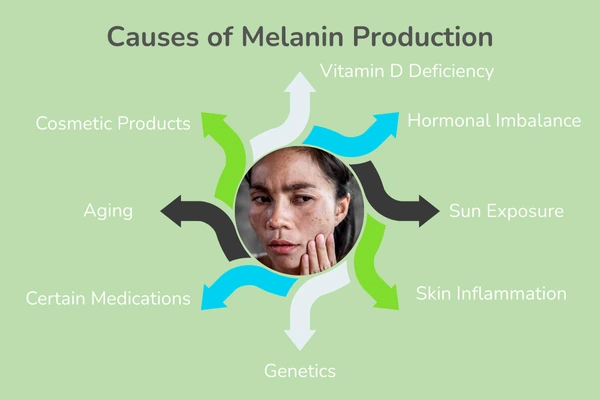 Causes of melanin production