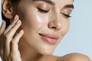 A women with a even toned skin