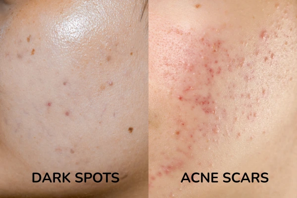 Image differentiating dark spots and acne scars