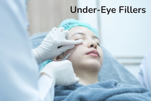 A women taking under eye fillers