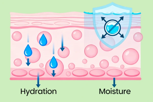 A image that differentiating hydration and moisturization