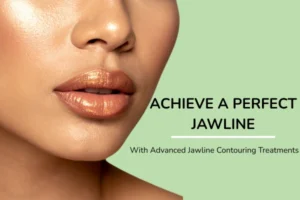 A middle aged women with a perfect jawline