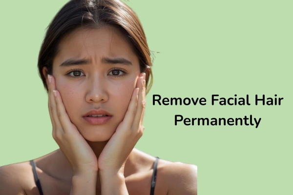 A women worrying about facial hair reduction