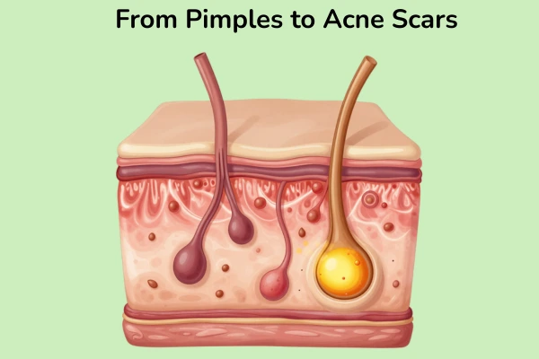 Acne scars formation after pimples