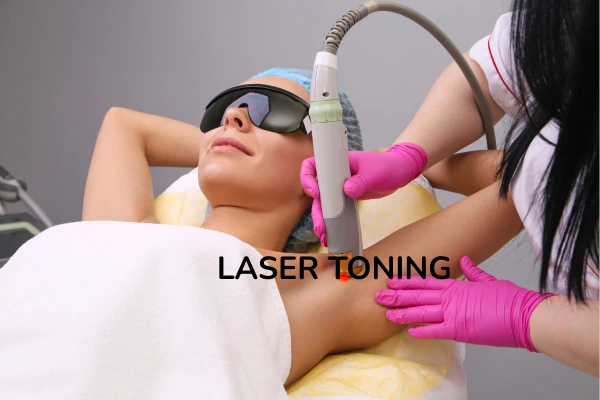 A women taking laser toning treatment