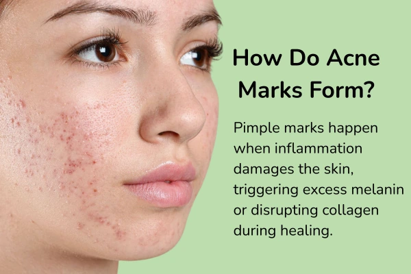 An image that explains how the pimple or acne marks form