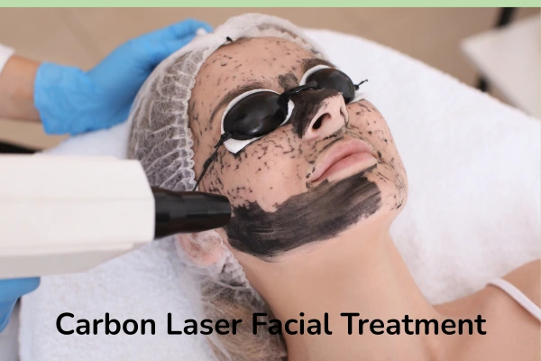 A women undergoing carbon laser peel treatment