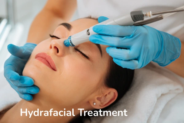 A women taking hydrafacial treatment