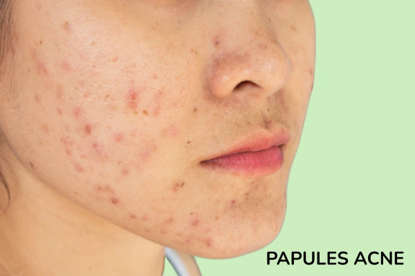 A women with papules pimples