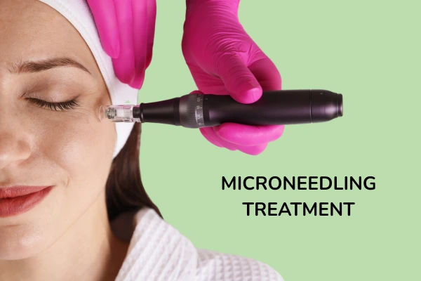 A women taking Microneedling treatment