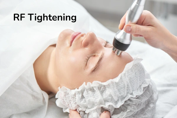 A women taking RF tightening