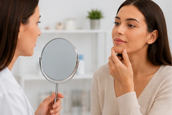 Dermaologist examing the patient
