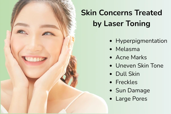 Skin concerns treated by laser toning