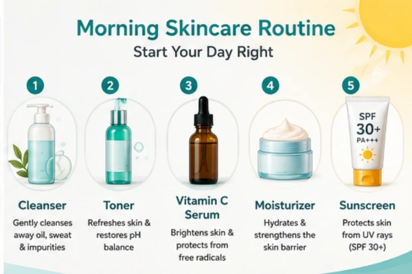 Morning skincare routine for women