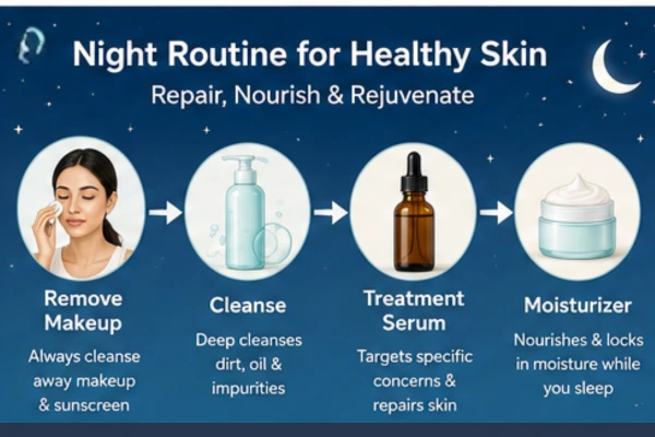 Night skincare routine for healthy skin